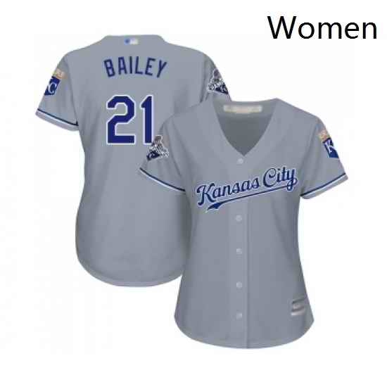Womens Kansas City Royals 21 Homer Bailey Replica Grey Road Cool Base Baseball Jersey